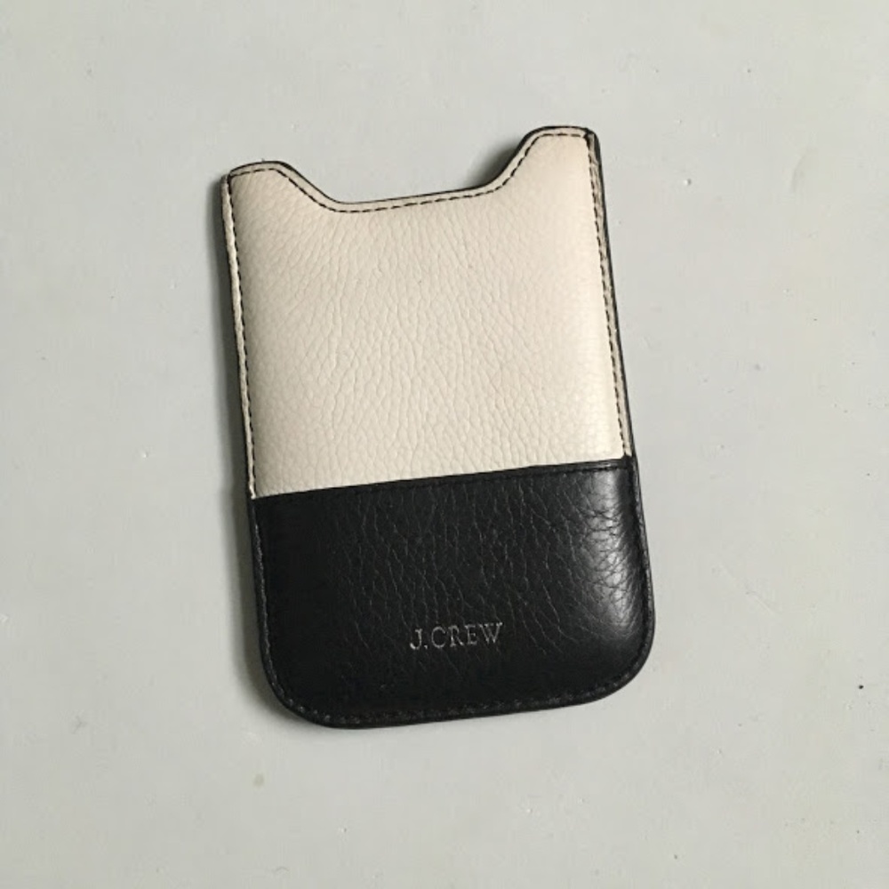 J. Crew Leather Card Holder Black and Cream
